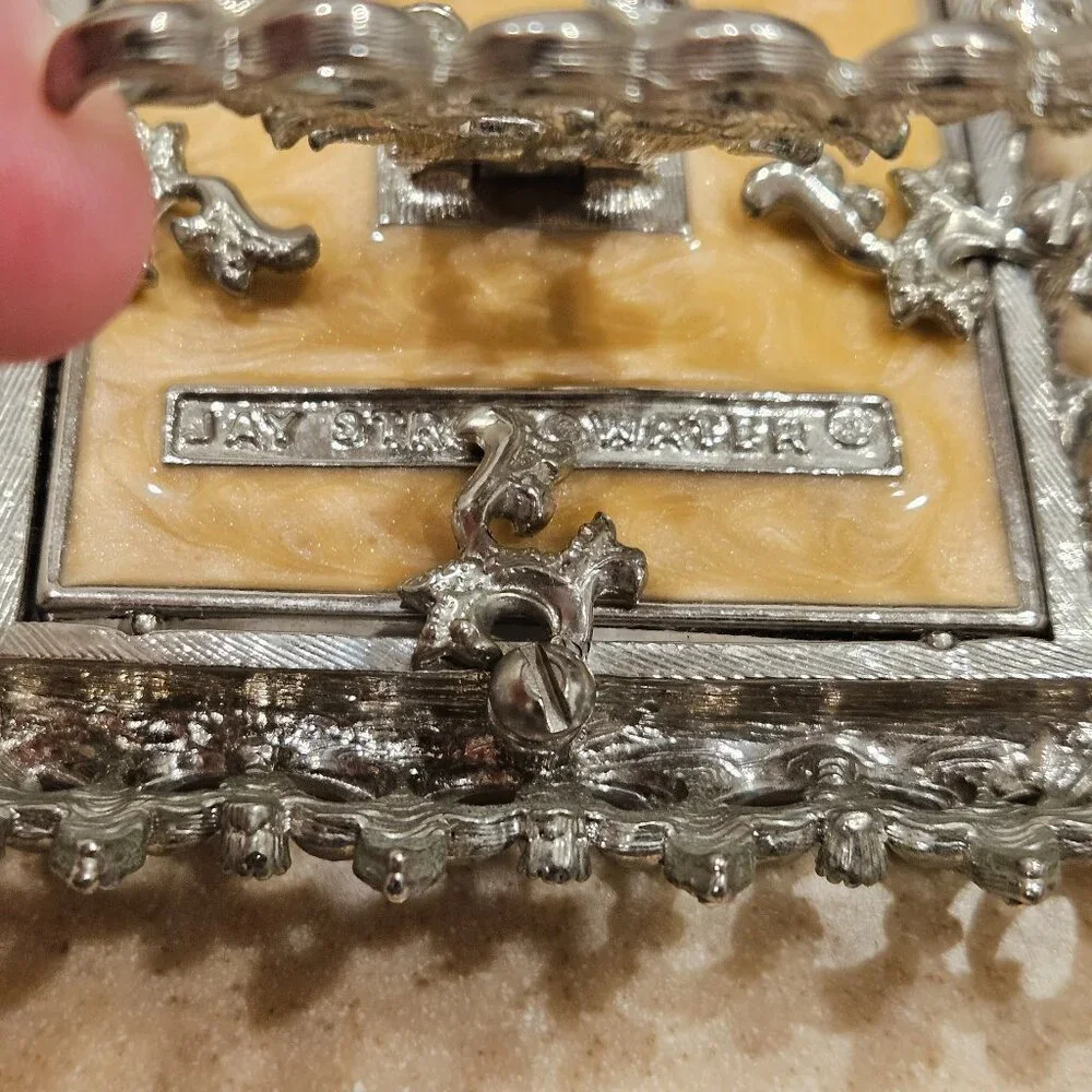 RARE JAY STRONGWATER 4x4 FLEUR DE LIS TIARA SCROLL CRYSTAL JEWELED ENAMEL FRAME
